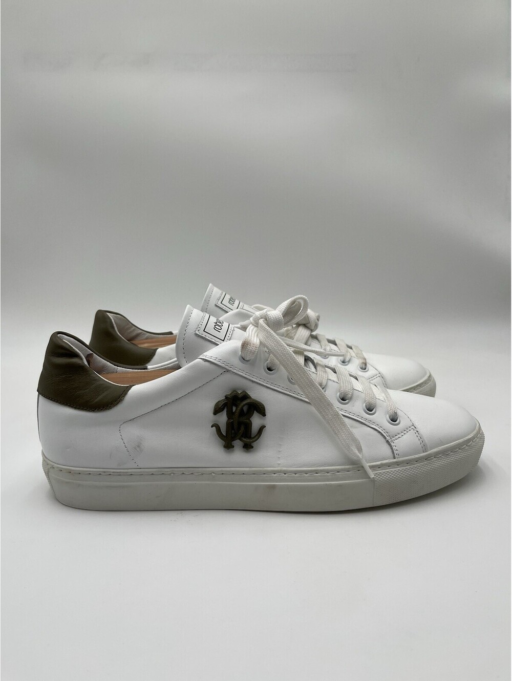 Roberto Cavalli Mirror Snake sneakers White Leather Size 44